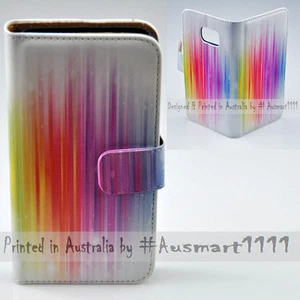 For LG Series Mobile Phone - Rainbow Stripe Theme Print Wallet Phone Case Cover - Picture 1 of 3