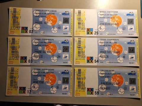 FIFA WORLD CUP 1998  2,3,12,25,54,59 UNUSED TICKETS Cover