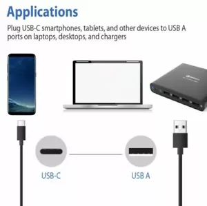 6ft 1.8m USB 3.2 Gen 1 USB-C Male to USB A Male Cable - Black - Picture 1 of 3