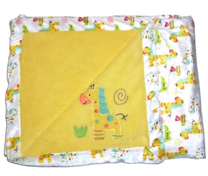 Little Beginnings Yellow White Giraffe Zebra Baby Blanket Safari Security 30x40" - Picture 1 of 2
