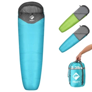Mummy Sleeping Bag Lightweight Backpacking Sleeping Bag 3-4 Seasons w/ Carry Bag - Picture 1 of 11