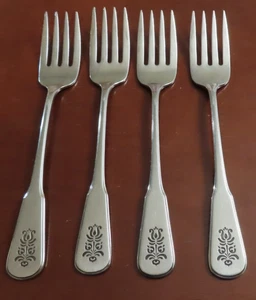 Oneida Pfaltzgraff Village Set of 4 Salad Forks Deluxe Stainless Flatware Lot D - Picture 1 of 6