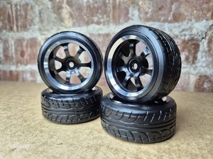 12mm Hex CNC Aluminium Alloy Wheels & Tyres For 1/10 Scale RC Drift Car Black - Picture 1 of 19