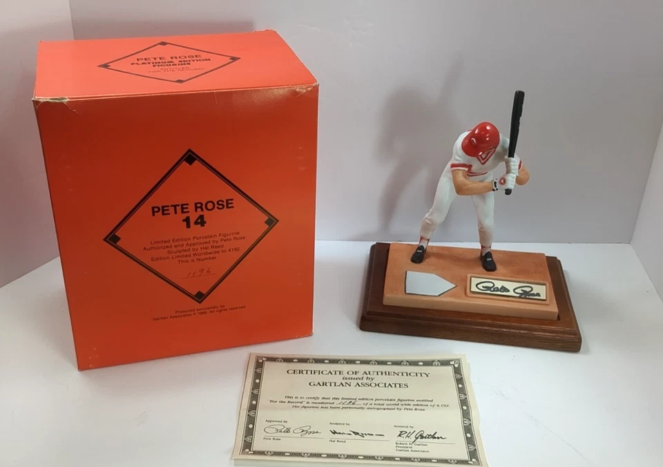 Estatua de béisbol firmada autografiada por Gartlan Pete Rose 1985 #1196 con caja y certificado de autenticidad Foto 1 de 4