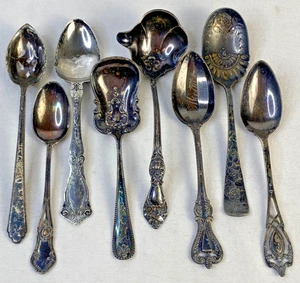 Lot of 8 Sterling Silver Spoons Variety ~ 166grams - Picture 1 of 10