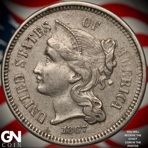 1867 3 Cent Nickel Piece B0386 - Picture 1 of 2
