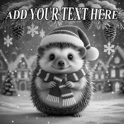 Christmas Laser Engraved Hedgehog Wood Plaque 10x10 Personalized Gift - Image 1 of 4