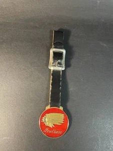 Orologio Moto Indiano Vintage Fob Smalto Rosso Capo Oro Con Cinturino - Foto 1 di 11