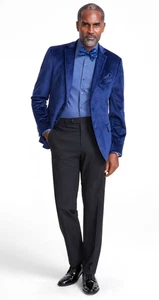 Abrigos deportivos de terciopelo liso ajustados Alfani para hombre - azul marino - 44L - Imagen 1 de 4