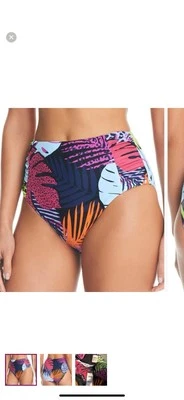 Parte inferior de bikini Bar III Juniors mediana Paradise In The Palms Magic Magenta nueva Foto 1 de 3