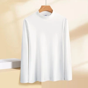 Mock Turtleneck Long Sleeve Sold Men's Under Shirt Casual Pullover Shirt Tops - Picture 1 of 16