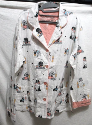 P.J. Blusa de pijama Salvage XL Pour It Forward vinho bebida cachorro manga longa flanela - Imagem 1 de 4