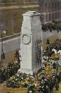 Postal de lino vintage de Inglaterra Londres The Cenotaph Whitehall War Memorial - Imagen 1 de 2