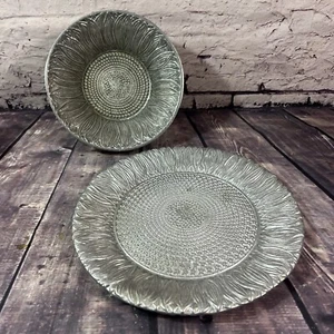 Wilton Armetale Pewter (Sunflower) 9 1/8" x2 1/8" Bowl W/ Serving Platter 12”DIA - Picture 1 of 15