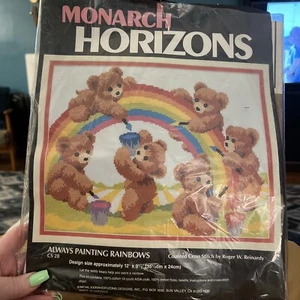 1986 Monarch Horizons Counted Cross Stitch ALWAYS PAINTING RAINBOWS Kit CS28 - Picture 1 of 3