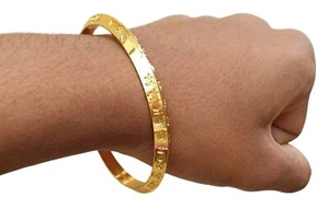 Brazalete Gurmukhi Alfabeto Kara Chapado en Oro Sant Bhindranwale Palabras Sikh N14 - Imagen 1 de 12