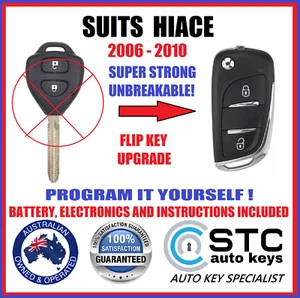 REMOTE TRANSPONDER CAR FLIP KEY SUITS TOYOTA HIACE 2006 2007 2008 2009 2010 67 - Picture 1 of 14