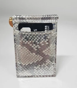 Silver Semi-Glazed Genuine Python Brass Clip Card Case - USA - Picture 1 of 4