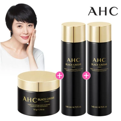 AHC Black Caviar Toner 140ml + Lotion 140ml + Cream 50g Moisturizing Skin Care - Image 1 of 4