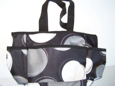 Mini carrito artesanal Thirty-One Tote negro gris blanco lunares 12 x 7 x 4 NUEVO Foto 1 de 4