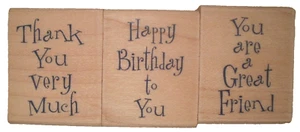 Happy Messages Wood Mounted Rubber Stamps, Hero Arts LL748, Great Friend, Thanks - Picture 1 of 2