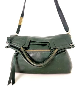 LRG FOLEY+CORINNA GREEN GENUINE LEATHER CONVERTIBLE SHOULDER BAG XBODY MESSENGER - Picture 1 of 11