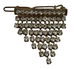 Vintage Clear Rhinestone Brooch or Pin Waterfall Dangle Chandelier 13 Rows - Picture 1 of 3