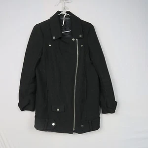 Zara Womens Coat Jacket Medium or 12(AU) Black Zip Up Collared Long Sleeve - Picture 1 of 9