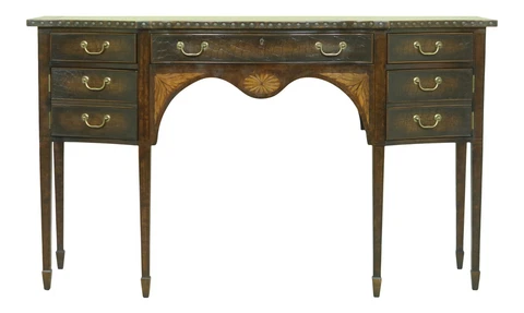 53382EC: COUNCILL CRAFTSMEN Leather Wrapped Mahogany Sideboard Cover