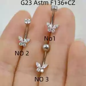 10 Stück G23 Titan Schmetterling Bauchnabel Körperpiercing 14G Kurve Barbells - Bild 1 von 9
