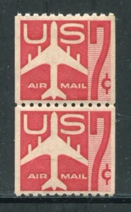 #C61 7¢ Red Jet Plane Coil Line Pair VF MNH - Picture 1 of 1