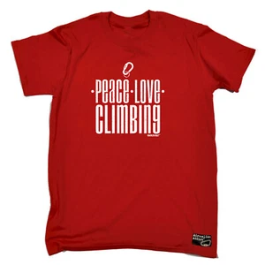 Rock Climbing Aa Peace Love - Mens Funny Novelty Shirts T Shirt T-Shirt Tshirts - Picture 1 of 10