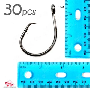 30 un. 11/0 Peces WOW Pesca 4x Fuerte Desplazamiento Círculo Gancho Negro Níquel Punta de Pico - Imagen 1 de 3