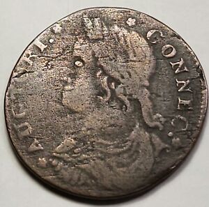 1788 16.1-H R-4 Connecticut Colonial Copper Coin 