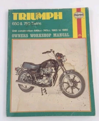 Manual de taller de servicio para motocicletas Haynes Triumph 650 y 750 1963-1980 Foto 1 de 4