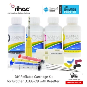 Brother LC3337 3339 RIHAC DIY Pigment Ink Refillable Cartridge Kit Chip Resetter - Bild 1 von 4