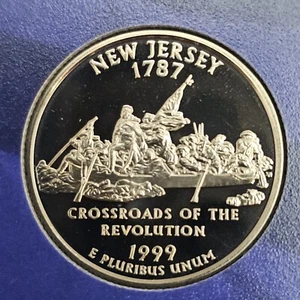 1999 S State Quarter New Jersey Proof Deep Cameo CN-Clad Coin - Picture 1 of 4