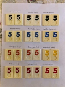 SINGLE REPLACEMENT RUMMIKUB (1980-1990 editions) game piece #5 - Choose color - Picture 1 of 3
