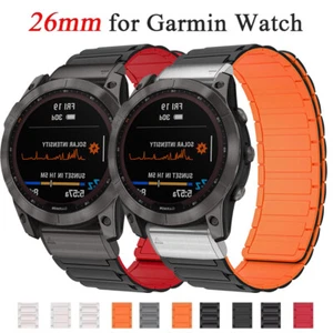 26MM Magnetic Silicone Watch Band Strap For Garmin Fenix 7 7X Pro 6 6X 5 5X 3HR - Picture 1 of 22