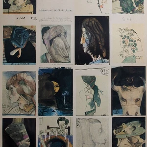 Horst Janssen Porträt Tier signiert Postkartenbogen Farboffsetdruck um 1973 - Picture 1 of 6