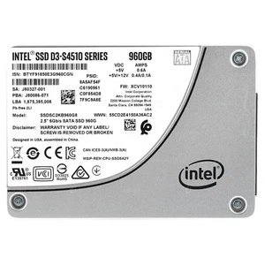 Intel D3 S4510 960GB 2.5" SATA 6Gb/s SSDSC2KB960G8 SSD 100% Health - Picture 1 of 1