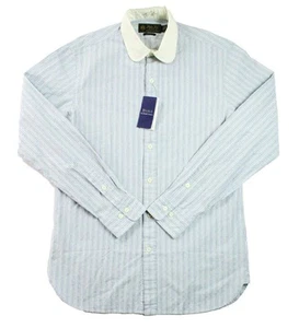 Camisa Polo Ralph Lauren Para Hombres M 15 1/2 Calce Ajustado Manga Larga Botón Delantero Azul Nueva - Imagen 1 de 6