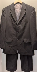 J.FERRAR Classic Black Wool Mens Suit 38R Blazer Pants 32x30 3 Button Excellent - Picture 1 of 12