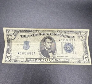 1934A Fünf Dollar Stern Schein Blaues Siegel Silber Zertifikat - Bild 1 von 8