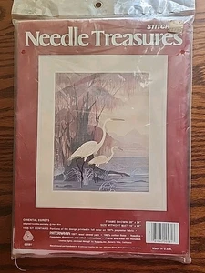 Needle Treasures Oriental Egrets Crewl Yarn Craft Kit Sealed - Picture 1 of 2