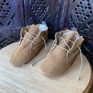 Hobes Zapatos de Barco Planos Cuero Tostado 37 6.5 7 Minimalista Hada Lagenlook Boho Mujeres - Imagen 1 de 16