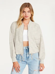 Chaqueta de Bombardero Steve Madden Para Mujer Yves Texturizada - Mediana - Beige - Nueva - Imagen 1 de 9