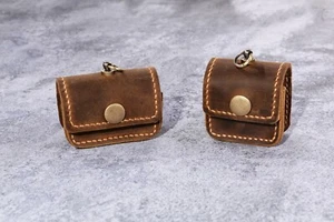 Monogrammed leather airpod pro cover case with keychain , Custom Leather Airpods - Picture 1 of 9