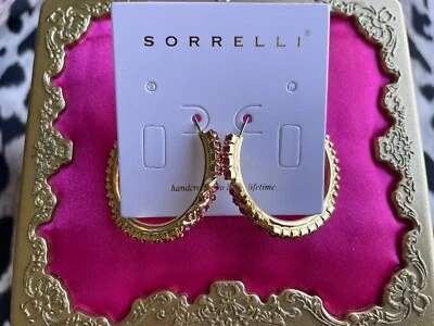 Серьги-кольца Sorrelli Athena Бегония Коралл Фуксия Розовое Яркое Золото $180 РЕДКИЕ - Изображение 1 из 4