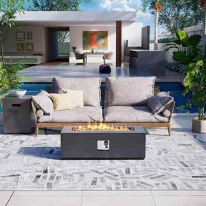 42 in.Rectangular Iron Outdoor Dark Gray Fire Pit Table with Propane Tank Holder - Picture 1 of 7